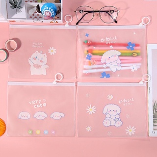 Túi đựng bút trong suốt zipper in hình thú dễ thương