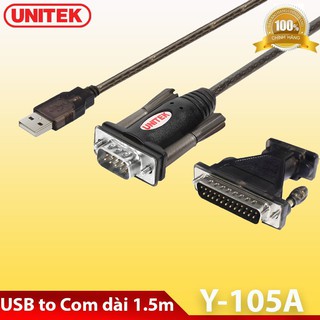 Cáp USB to RS232 (USB to com 9+đầu com 25) Chính hãng Unitek Y-105A
