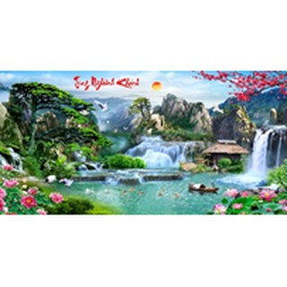 TRANH ĐÍNH ĐÁ Phong Cảnh Tùng Nghênh Khách ABC LV259 - Chưa đính