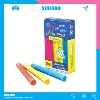 Phấn viết bảng không bụi Phấn trắng - phấn màu [10 viên] Thiên Long DC07 SUKADO