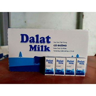 vỉ 4 hộp sữa tươi Dalatmilk có đường 110ml