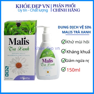 Dung dịch vệ Malis trà xanh, làm sạch, kháng khuẩn, ngăn mùi, hỗ trọ giảm viêm nhiễm phụ khoa – Chai 150ml
