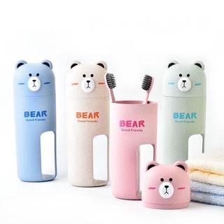 Set hộp đựng và bàn chải hình chú gấu dễ thương