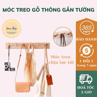 Móc Treo Quần Áo Gỗ Gắn Tường, Thanh Treo Quần Áo Gỗ Thông Đỏ Cao Cấp Chống Mối Mọt, Độ Bền Cao Hana Shop