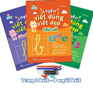 Sách - Luyện Viết Đúng Viết Đẹp - Bộ 3 Quyển Tập Tô Nét Mực Tự Xóa - Luyện Viết Chữ Đẹp Cho Bé ( Tặng 2 Bút 8 Ngòi )