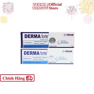 Derma Forte Gel Mẫu Mới Advanced, Giảm Mụn Trứng Cá/Ẩn/Dưỡng Trắng Da/Giảm Thâm Mụn/MS/C Chính Hãng 15g - Derma Beauty