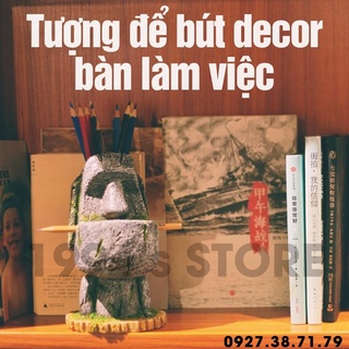 Tượng để bút giả đá dùng trang trí, Decor bàn làm việc siêu xinh, siêu ngầu -Tượng cắm bút để bàn làm việc