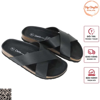 Dép Quai Chéo Màu Đen Nam Nữ Đế Trấu Detaunisex Mã DETA23F