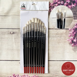 [Mã T084] Bộ Cọ Vẽ Màu Acrylic, Sơn Dầu, Gouache MINH ANH Cao Cấp 12 Cây Đầu Oval