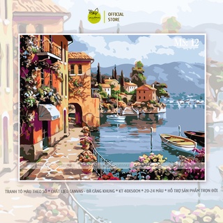 Tranh tô màu 40x50cm có khung Thành phố ven sông T12