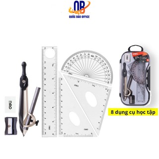 Bộ Compa học sinh Deli - màu Đen - Gồm 8 dụng cụ - EG30404