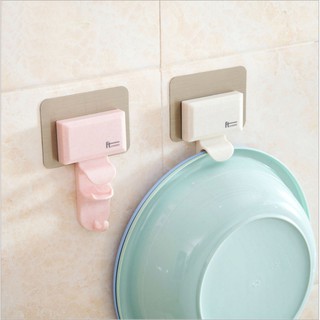 Móc Nhựa Dán Tường 2 tầng Treo Thau Chậu, Khăn tắm, Đồ Nhà Bếp, phòng tắm