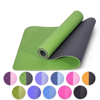 Thảm tập yoga TPE 2 lớp 6mm cao cấp , tập gym không mùi , họa tiết nổi , chống trơn trượt , thấm hút tốt 183*61*0.6cm