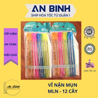 (Q1-HCM) Que Nặn Mụn MLN Loại Tốt Bằng Thép Không Gỉ (Vỉ 12 cây) Dùng Tại Spa