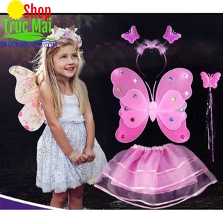 Cánh tiên kèm váy cho bé ( cánh bướm 2 tang 6 canh có đèn )
