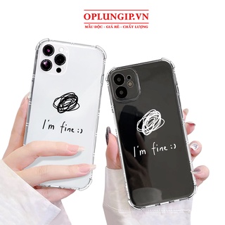 Ốp lưng iphone chống sốc trong suốt I'm fine cho iphone 14 13 pro max 11 12 pro max mini x xr xs max 6 s 7 8 plus