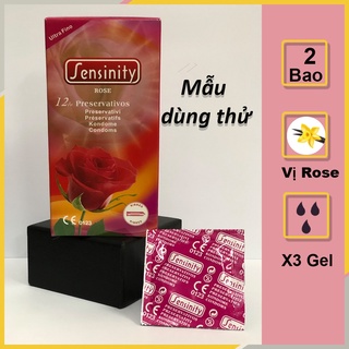 2 Bao cao su mẫu thử Gân gai Vị Hoa Hồng