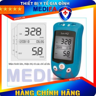 Máy Đo Tiểu Đường Và Axit Uric ( Bệnh Gút) 2 in 1 Chính Hãng Sinocare AQ UG ( Tặng 50 que đường + 50 que gút + 100 kim )