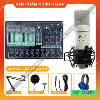 Trọn Bộ Sound Card H9 2021 Mic ISK AT100 Hàng Loại 1 . Âm Thanh Cực Hay , Livestream Bigo , Facebook , Tik Tok