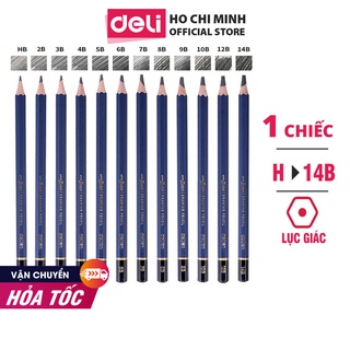 Bút chì phác thảo cao cấp Deli Độ cứng từ B - 14B, H, 2H, 3H, HB vẽ chuyên nghiệp mỹ thuật hội họa cụ đánh bóng khó gãy