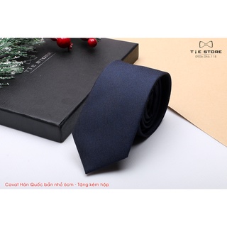 Cà Vạt Nam Bản nhỏ 6cm xanh đen chìm - Cavat Hàn Quốc Cao Cấp Full box