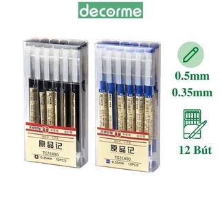 Bút Muji DecorMe bản dupe bút gel đen xanh đỏ viết đều mực Muji văn phòng phẩm hộp 12 bút