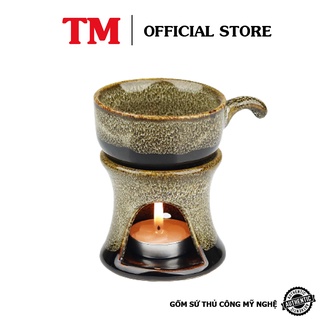 Bộ Ly Hâm Nóng Cafe Men Hỏa Biến Xưởng Gốm TM Bát Tràng Cao Cấp - TẶNG KÈM NẾN ĐỐT
