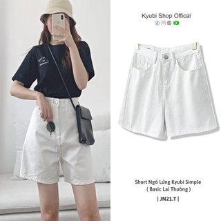 Quần sọt jean kaki ngố lửng nữ trắng phong cách Ulzzang form rộng (Nhiều size)  - Quần Short Trắng Jean Kyubi JN21.T