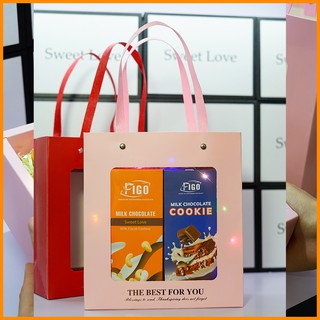 [SET QUÀ TẶNG] Quà tặng các vị Socola đen và Socola sữa | Dark &amp; Milk Chocolate FIGO kèm Giấy rơm, và Thiệp Quà