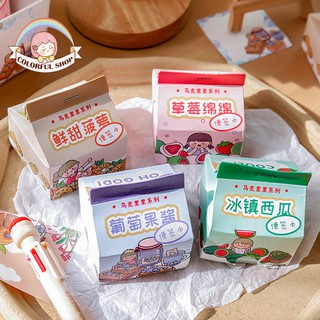 Hộp giấy note viết ghi chú dạng hộp sữa hoạ tiết cô gái cao cấp