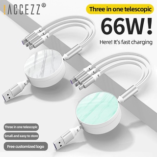 ACCEZZ Dây Cáp Sạc Nhanh 6A 3 Trong 1 Cho Vivo OPPO Micro USB Type C for iOS 13 14 15