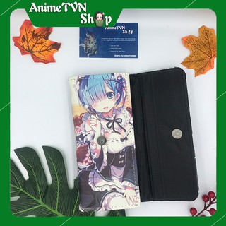 Bóp ví tiền nữ mẫu dáng dài cầm tay in hình anime Re:Zero kara Hajimeru Isekai Seikatsu (Rem Ram Emilia)