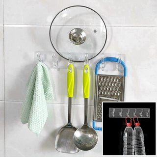 Thanh 6 Móc Treo Đồ Dán Tường Cường Lực Cao Trong Suốt -C1