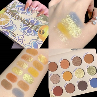 Bảng phấn mắt ROTO 12 màu phiên bản Lemon chanh vàng phấn mắt lì ít nhũ bám màu lâu trôi nội địa Trung giá rẻ học sinh