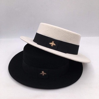 Mũ dạ fedora vành nhỏ đai đen gắn con ong siêu sang chảnh