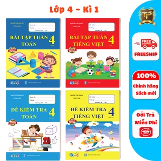 Sách - Combo Bài Tập Tuần và Đề Kiểm Tra lớp 4 - Môn Toán và Tiếng Việt học kì 1 (4 cuốn)
