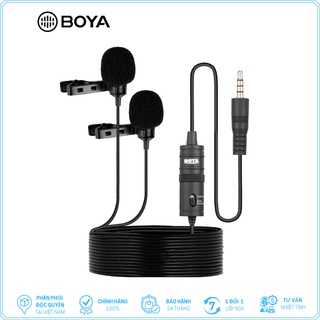 [Mã ELHACE giảm 4% đơn 300K] BOYA BY-M1DM - Mic thu âm cài áo có dây cổng 3.5mm dành cho 2 người