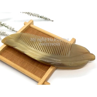 Lược sừng trâu khía hình chiếc lá - Đẹp nhất và sang trọng nhất - Mỹ nghệ Hà Phương