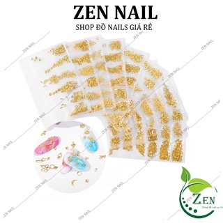 Charm nail đính móng tay vàng bạc, phụ kiện nail trang trí móng