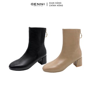 Boot khóa tròn sau trần chỉ lót lông ấm Ge530 - Genni