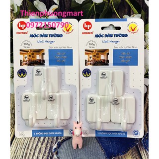 Móc 3 vuông sọc giữa HPG30 – Móc dán dính tường bằng nhựa Hồng Phát cao cấp – Móc dán trang trí phòng tiện lợi