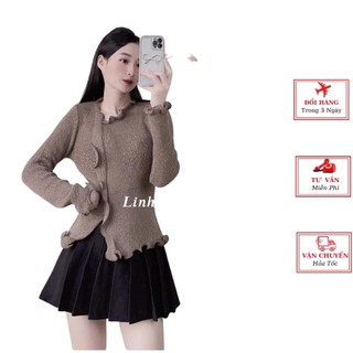 Áo len tăm nữ viền bèo ulzzang Hàn Quốc thu đông