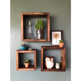 Kệ treo tường 3 ô vuông gỗ thông| Kệ Decor treo tường ô vuông 20 - 25 - 30 HPKTT 23 - HP Decor