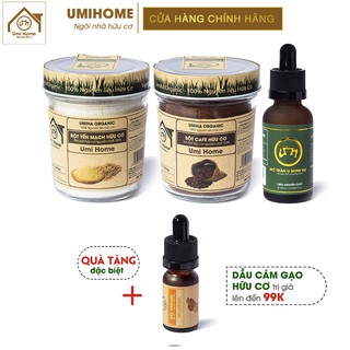 Combo Tắm Trắng, Tẩy Da Chết UMIHOME gồm bột Yến Mạch 135g, Bột Cafe 135g và Mỡ Trăn 30ml - Tặng Dầu Cám Gạo 10ml