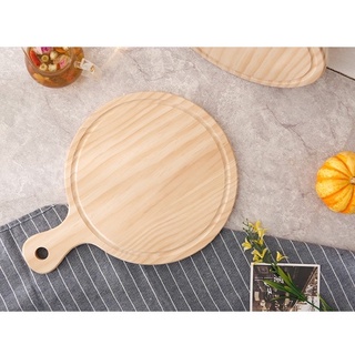 Thớt gỗ decor hình tròn có tay cầm phụ kiện trang trí, chụp ảnh, khay trà bánh, đựng pizza...2 kích thước lựa chọn H26