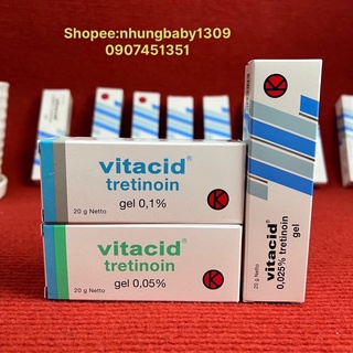 Vìtacìd tretìnoìn Gel 0.025% :0.05% :0.1% xoá mụn chống lão hoá