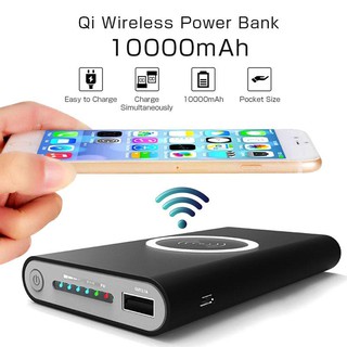 Pin dự phòng kiêm sạc không dây Qi 10000 mAh - Hàng chính hãng