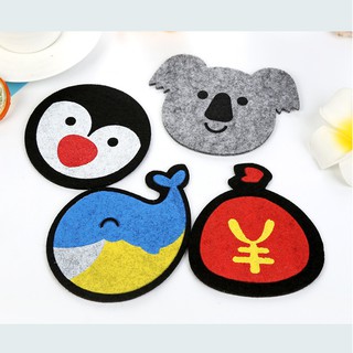 HCM - Combo 4 đế lót ly Cá voi, Chim cánh cụt, túi tiền, chuột Koala