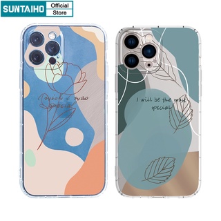 Ốp lưng iphone Ốp điện thoại Suntaiho TPU trong suốt hình lá phong cách Morandi cho IPhone 13 12 11 Pro Max X Xs Max XR 8 7 6 6S Plus
