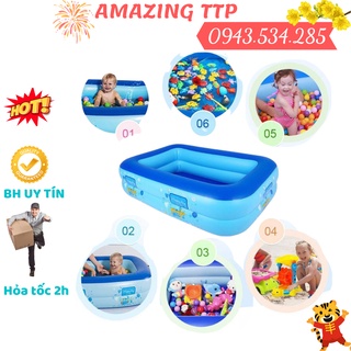 BỂ BƠI PHAO CHO BÉ 1M35 1M5 1M8 2M1 Có Đáy Chống Trượt (TẶNG BƠM ĐIỆN)